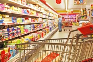 Supermarket full o processed foods 